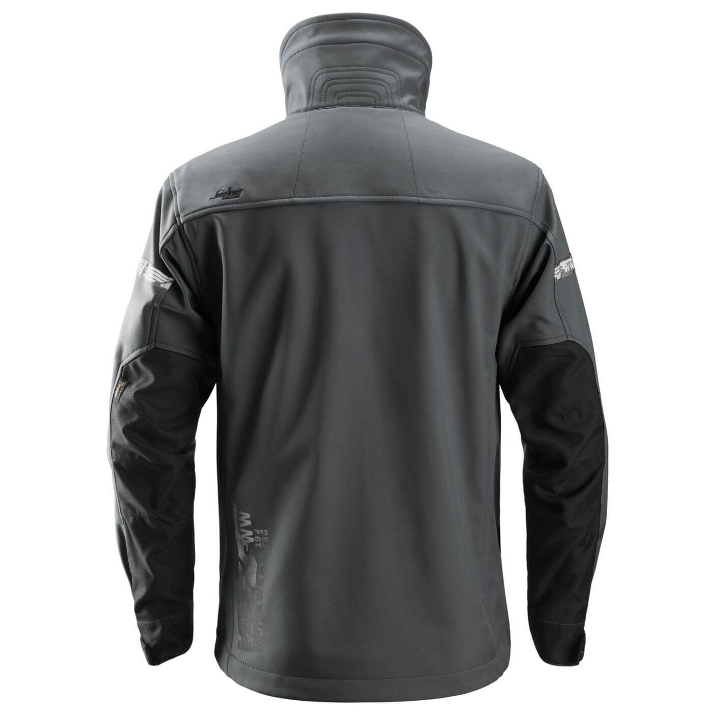 Snickers 1200 AllroundWork Soft Shell Jacket Steel Grey Black back #colour_steel-grey-black