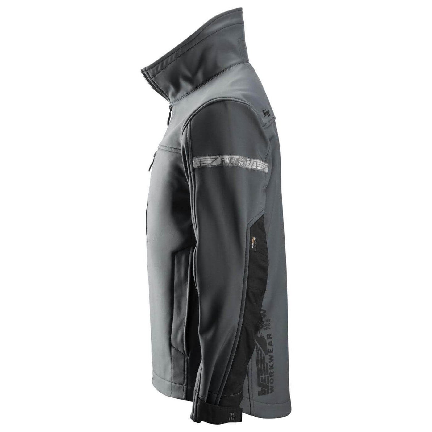 Snickers 1200 AllroundWork Soft Shell Jacket Steel Grey Black left #colour_steel-grey-black