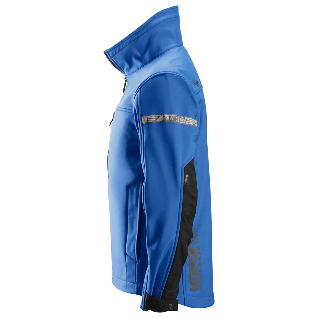 Snickers 1200 AllroundWork Soft Shell Jacket True Blue Black left #colour_true-blue-black