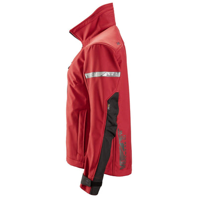 Snickers 1207 AllroundWork Womens Soft Shell Jacket Chili Red Black left #colour_chili-red-black