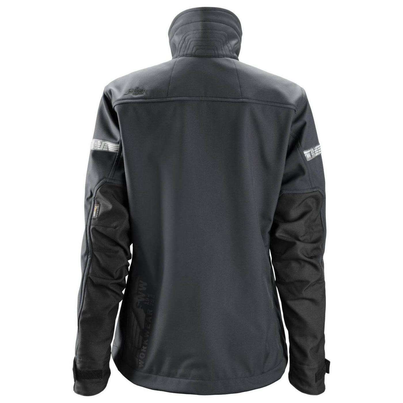 Snickers 1207 AllroundWork Womens Soft Shell Jacket Steel Grey Black back #colour_steel-grey-black