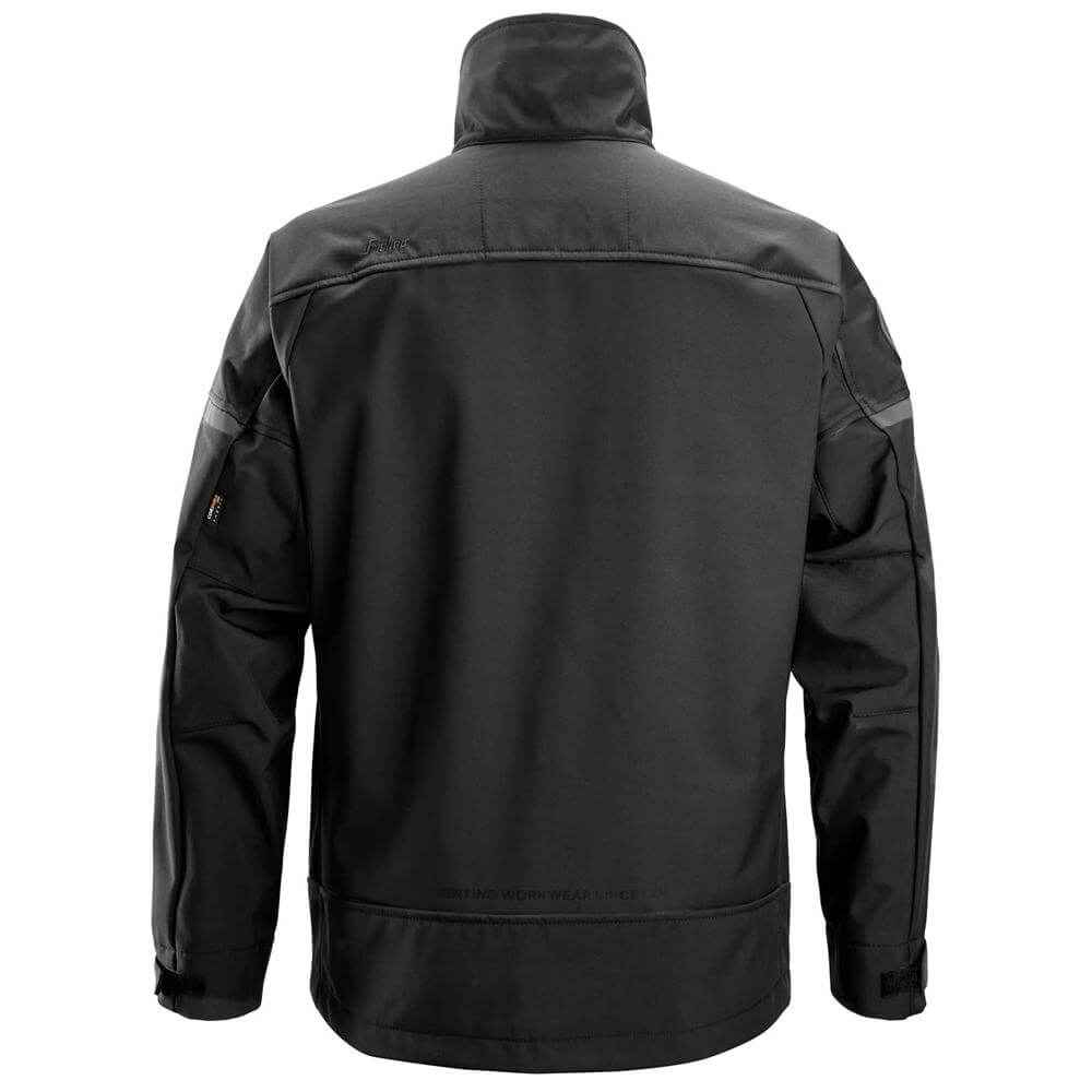 Snickers 1216 AllroundWork Softshell Stretch Jacket Black Black back #colour_black-black