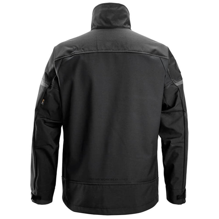 Snickers 1216 AllroundWork Softshell Stretch Jacket Black Black back #colour_black-black