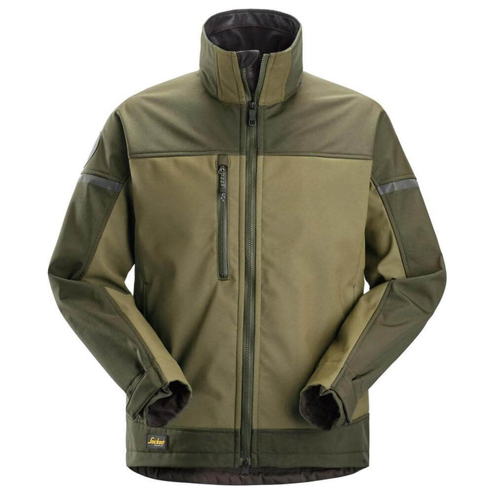 Snickers 1216 AllroundWork Softshell Stretch Jacket Khaki Green Dark Khaki Green Main #colour_khaki-green-dark-khaki-green
