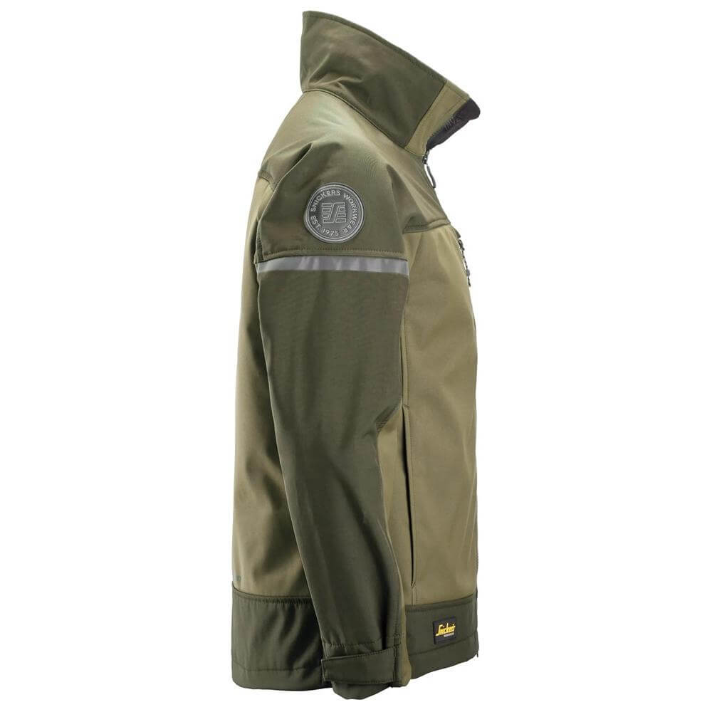 Snickers 1216 AllroundWork Softshell Stretch Jacket Khaki Green Dark Khaki Green right #colour_khaki-green-dark-khaki-green