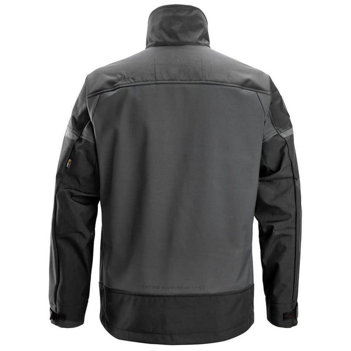 Snickers 1216 AllroundWork Softshell Stretch Jacket Steel Grey Dark Steel Grey back #colour_steel-grey-dark-steel-grey