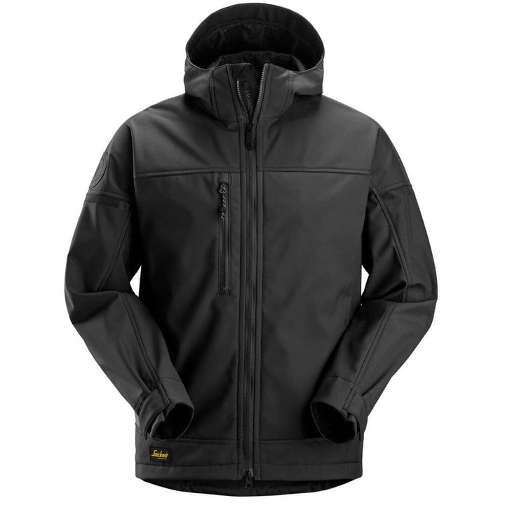 Snickers 1226 AllroundWork Hooded Softshell Stretch Jacket Black Black Main #colour_black-black