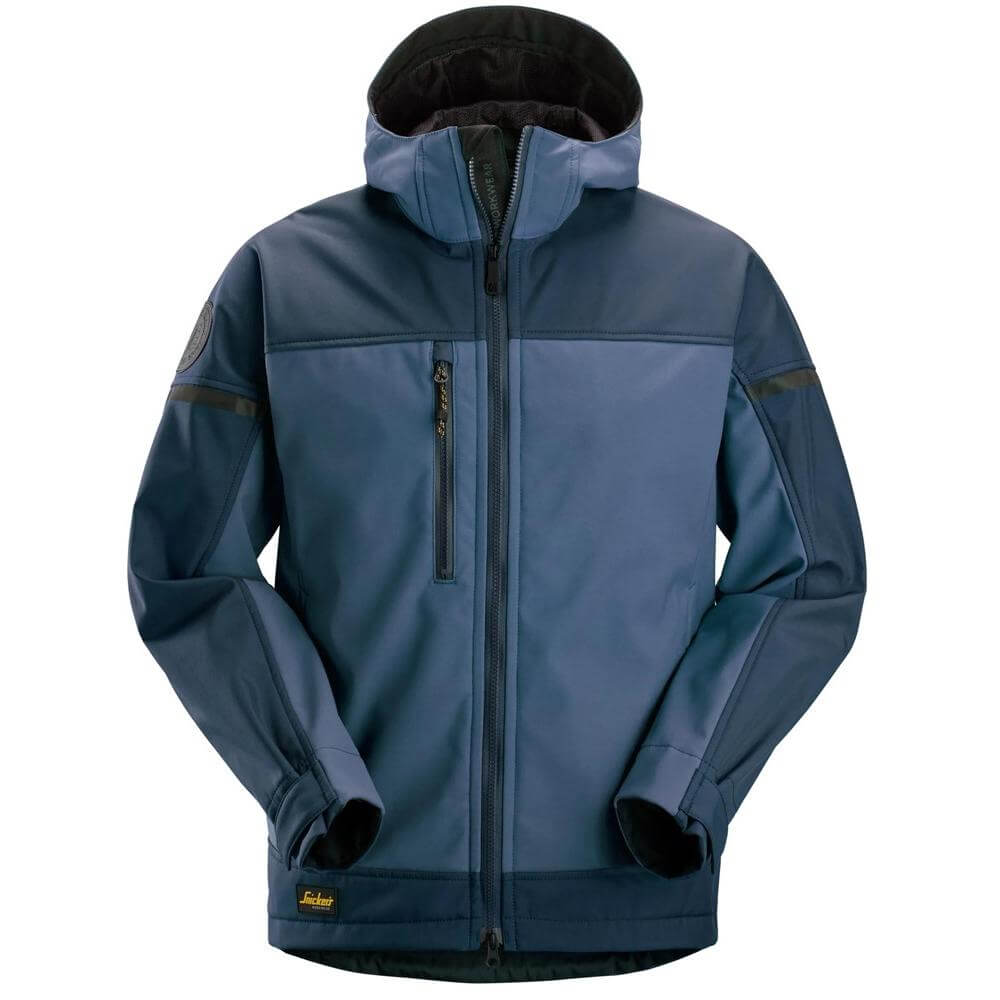 Snickers 1226 AllroundWork Hooded Softshell Stretch Jacket Navy Dark Navy Main #colour_navy-dark-navy