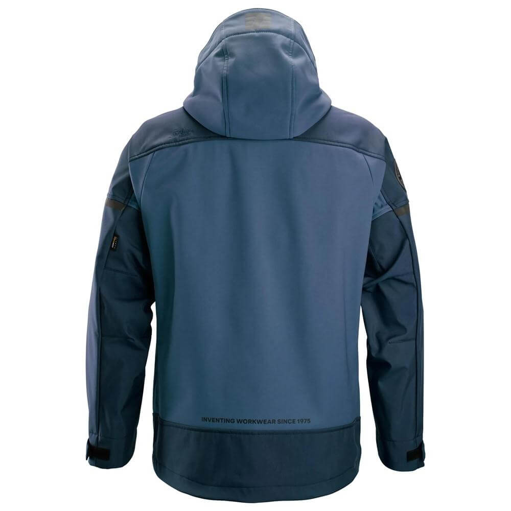 Snickers 1226 AllroundWork Hooded Softshell Stretch Jacket Navy Dark Navy back #colour_navy-dark-navy
