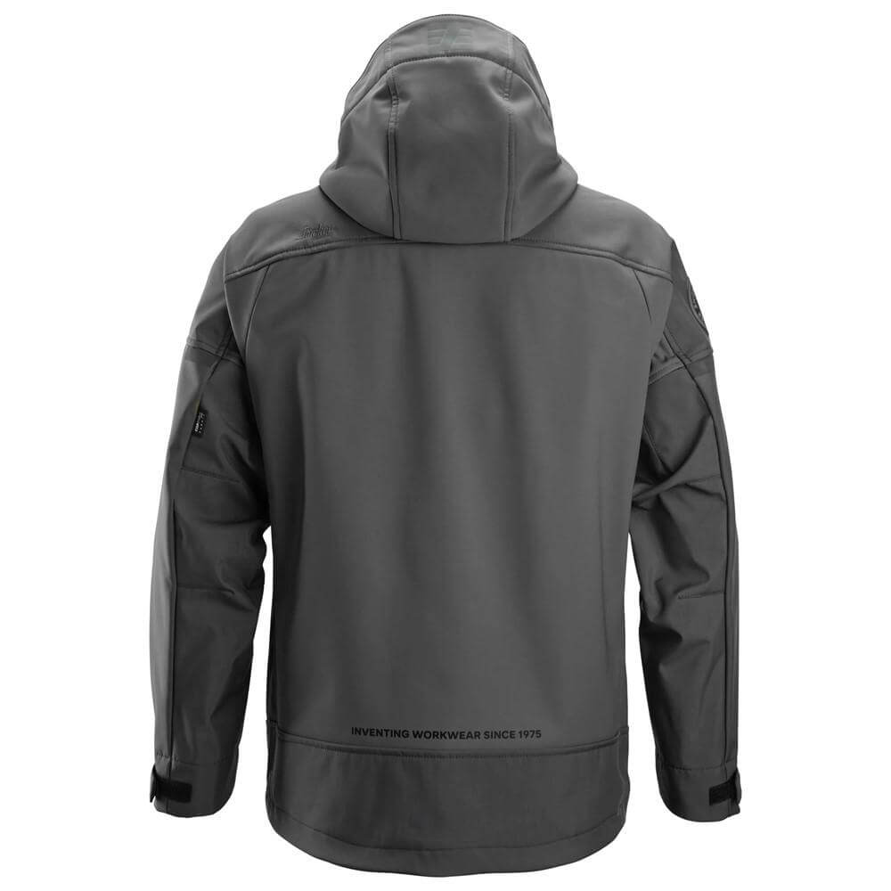 Snickers 1226 AllroundWork Hooded Softshell Stretch Jacket Steel Grey Dark Steel Grey back #colour_steel-grey-dark-steel-grey