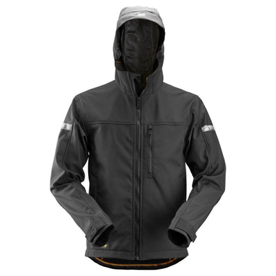 Snickers 1229 AllroundWork Soft Shell Jacket with Hood Black Black Main #colour_black-black