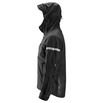 Snickers 1229 AllroundWork Soft Shell Jacket with Hood Black Black left #colour_black-black