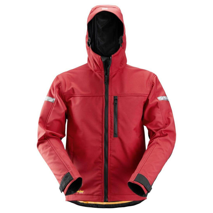 Snickers 1229 AllroundWork Soft Shell Jacket with Hood Chili Red Black Main #colour_chili-red-black