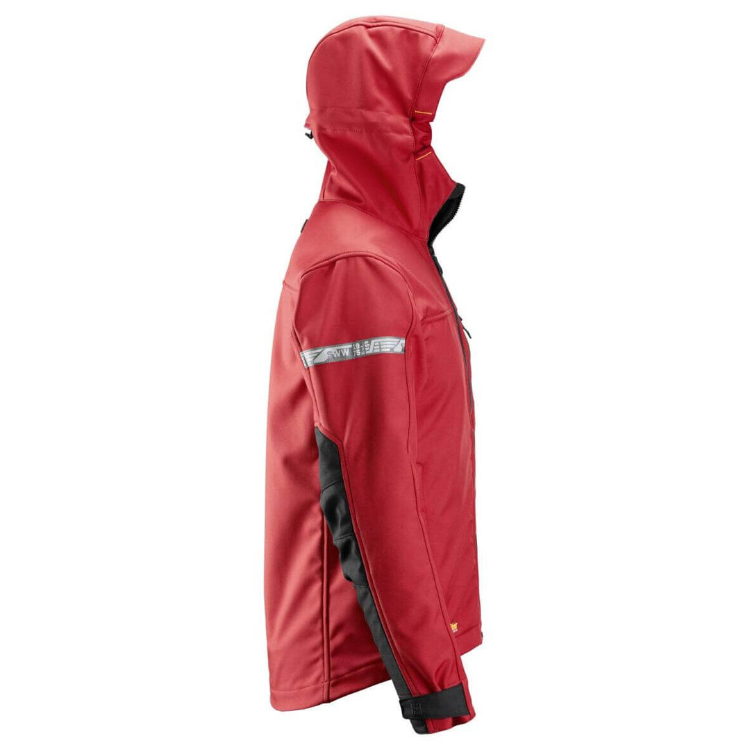 Snickers 1229 AllroundWork Soft Shell Jacket with Hood Chili Red Black right #colour_chili-red-black