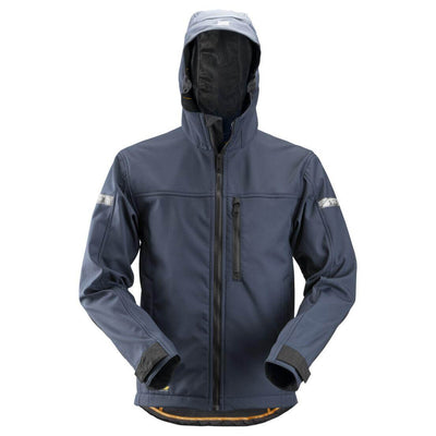 Snickers 1229 AllroundWork Soft Shell Jacket with Hood Navy Black Main #colour_navy-black