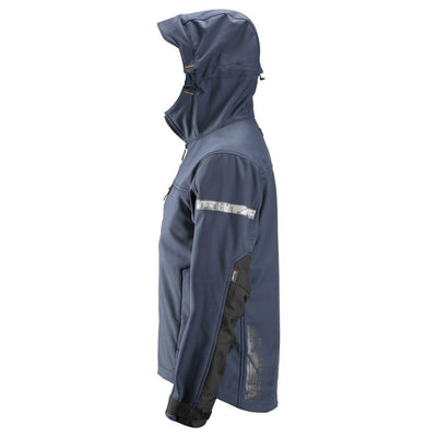 Snickers 1229 AllroundWork Soft Shell Jacket with Hood Navy Black left #colour_navy-black