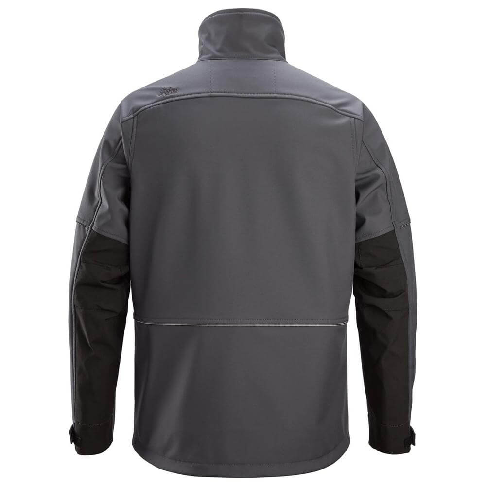 Snickers 1258 AllroundWork Softshell Jacket Steel Grey Black back #colour_steel-grey-black