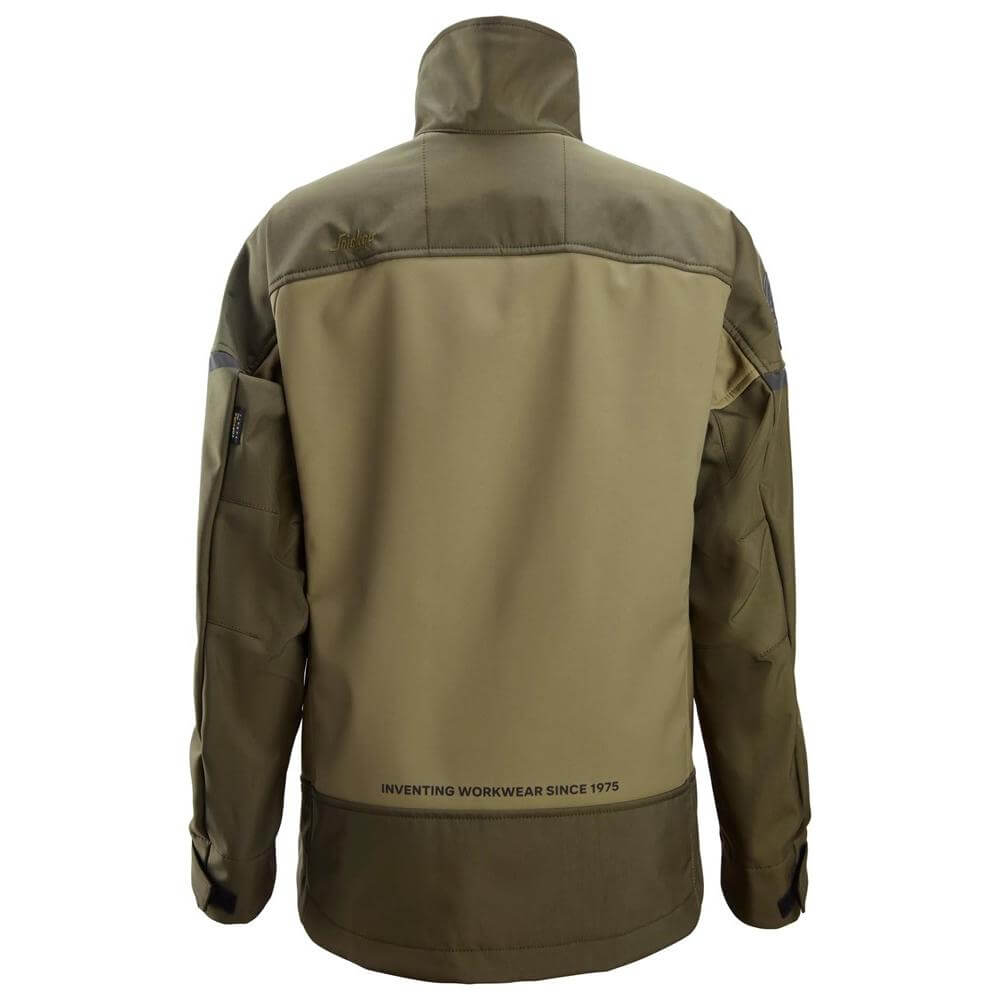 Snickers 1276 AllroundWork Women���s Softshell Stretch Jacket Khaki Green Dark Khaki Green back #colour_khaki-green-dark-khaki-green