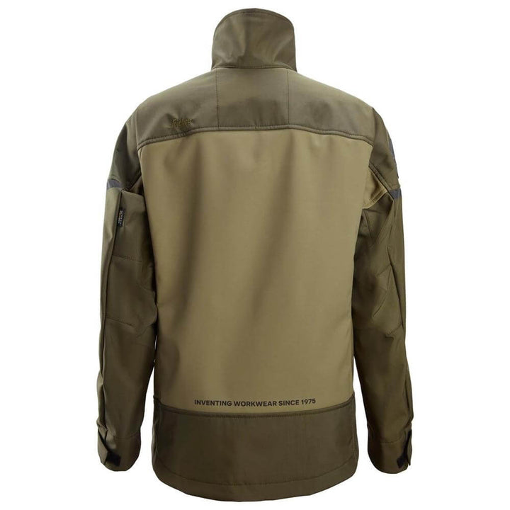 Snickers 1276 AllroundWork Women���s Softshell Stretch Jacket Khaki Green Dark Khaki Green back #colour_khaki-green-dark-khaki-green
