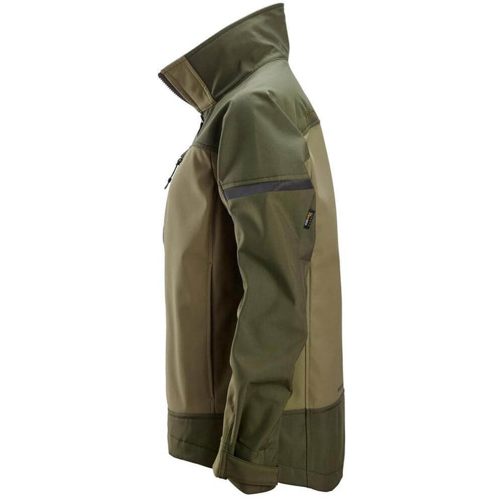 Snickers 1276 AllroundWork Women���s Softshell Stretch Jacket Khaki Green Dark Khaki Green left #colour_khaki-green-dark-khaki-green