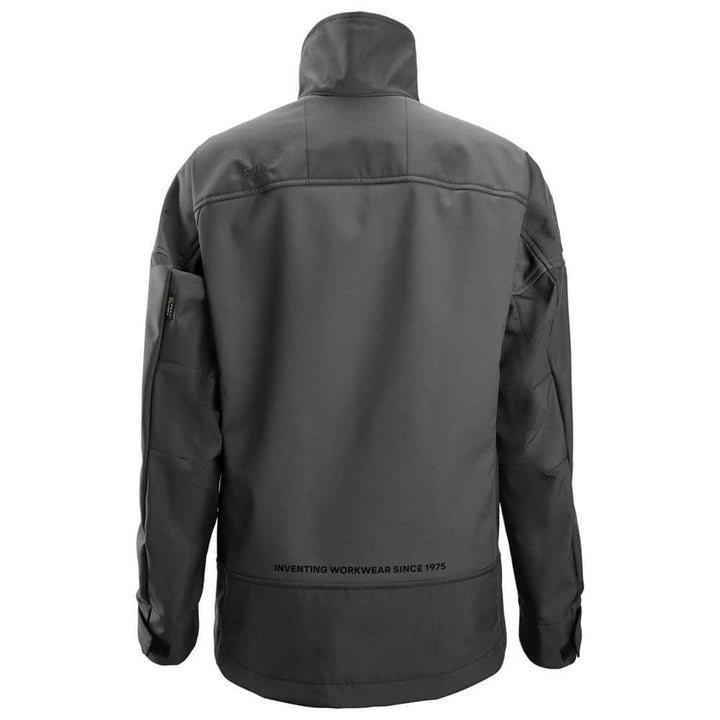Snickers 1276 AllroundWork Women���s Softshell Stretch Jacket Steel Grey Dark Steel Grey back #colour_steel-grey-dark-steel-grey