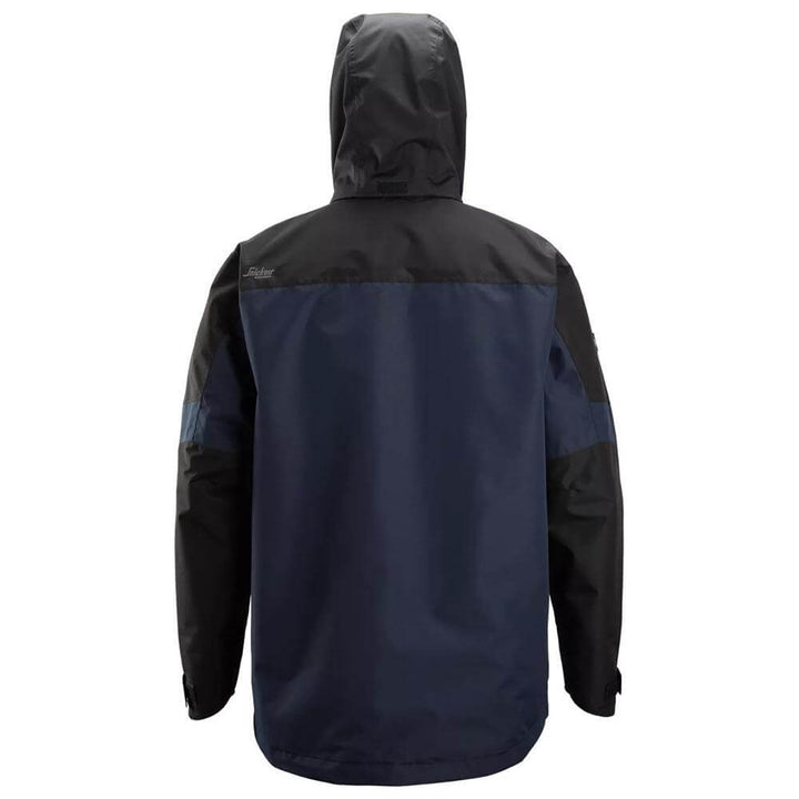 Snickers 1304 AllroundWork Waterproof Shell Jacket Navy Black back #colour_navy-black