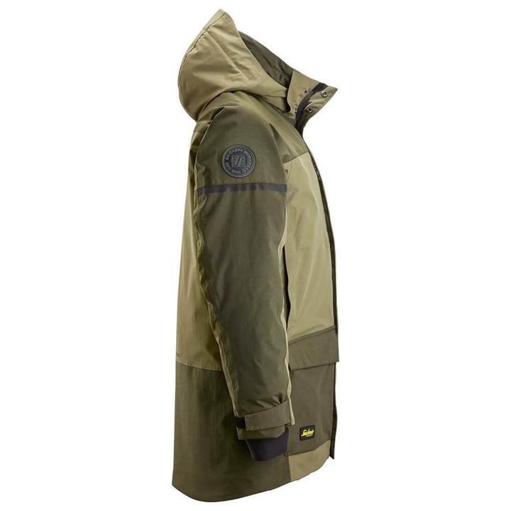 Snickers 1801 AllroundWork Waterproof Insulated Parka Khaki Green Dark Khaki Green right #colour_khaki-green-dark-khaki-green