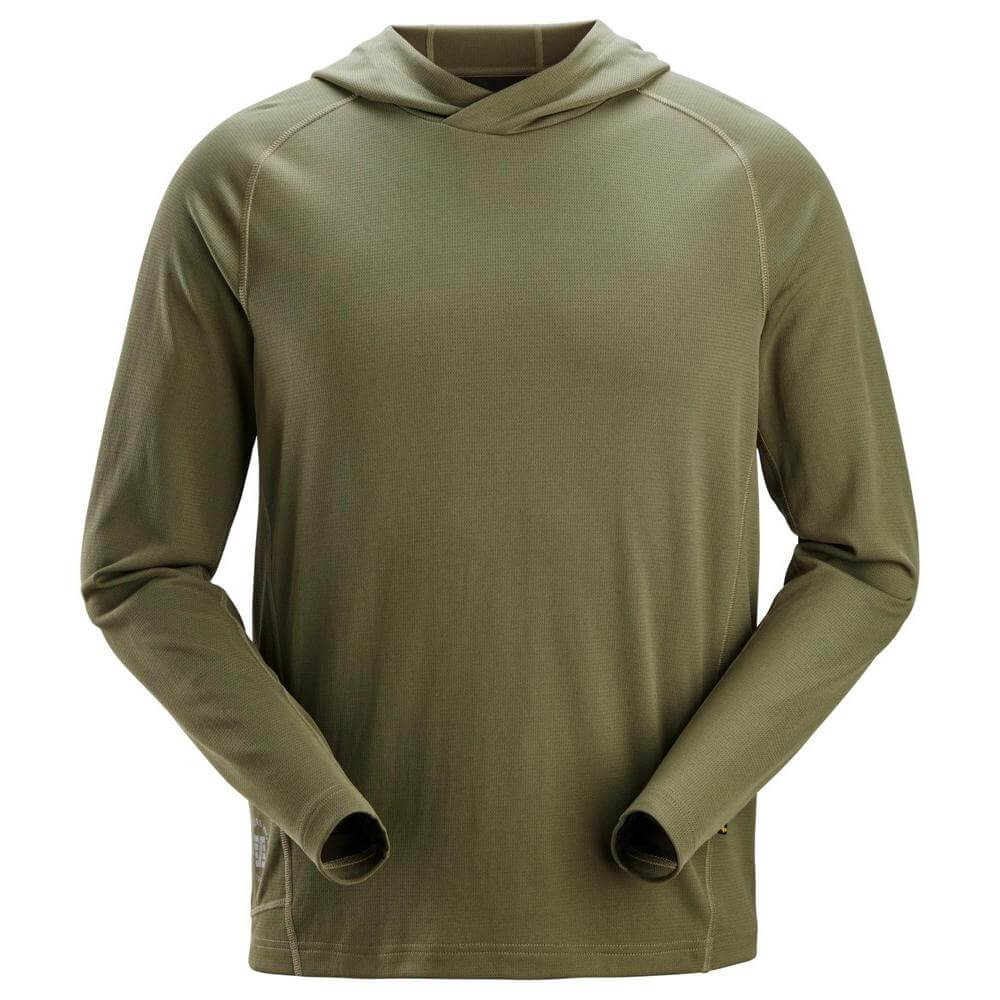 Snickers 2456 Stay Fresh Hoodie Khaki Green Main #colour_khaki-green
