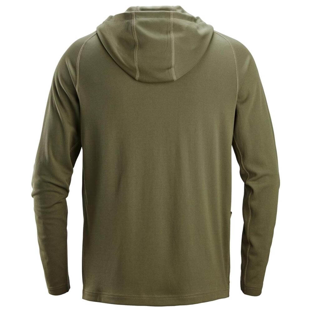 Snickers 2456 Stay Fresh Hoodie Khaki Green back #colour_khaki-green