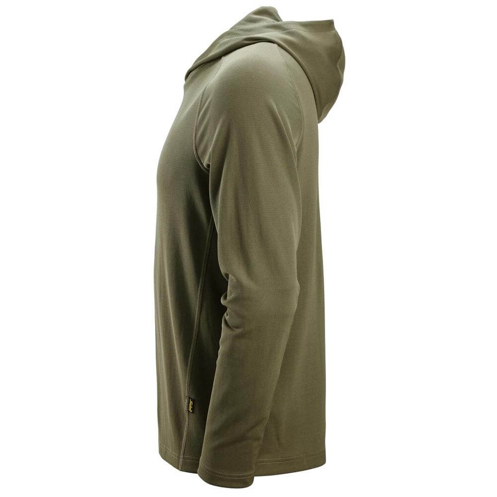 Snickers 2456 Stay Fresh Hoodie Khaki Green left #colour_khaki-green