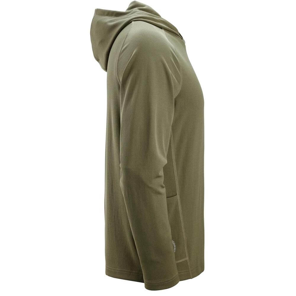 Snickers 2456 Stay Fresh Hoodie Khaki Green right #colour_khaki-green