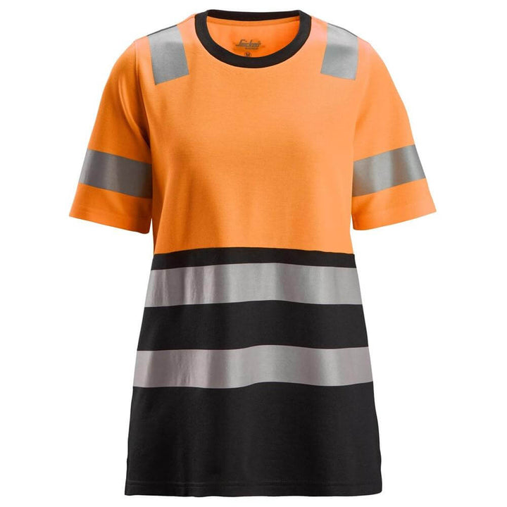 Snickers 2573 High Vis Class 1 Womens T Shirt Hi Vis Orange Black Main #colour_hi-vis-orange-black