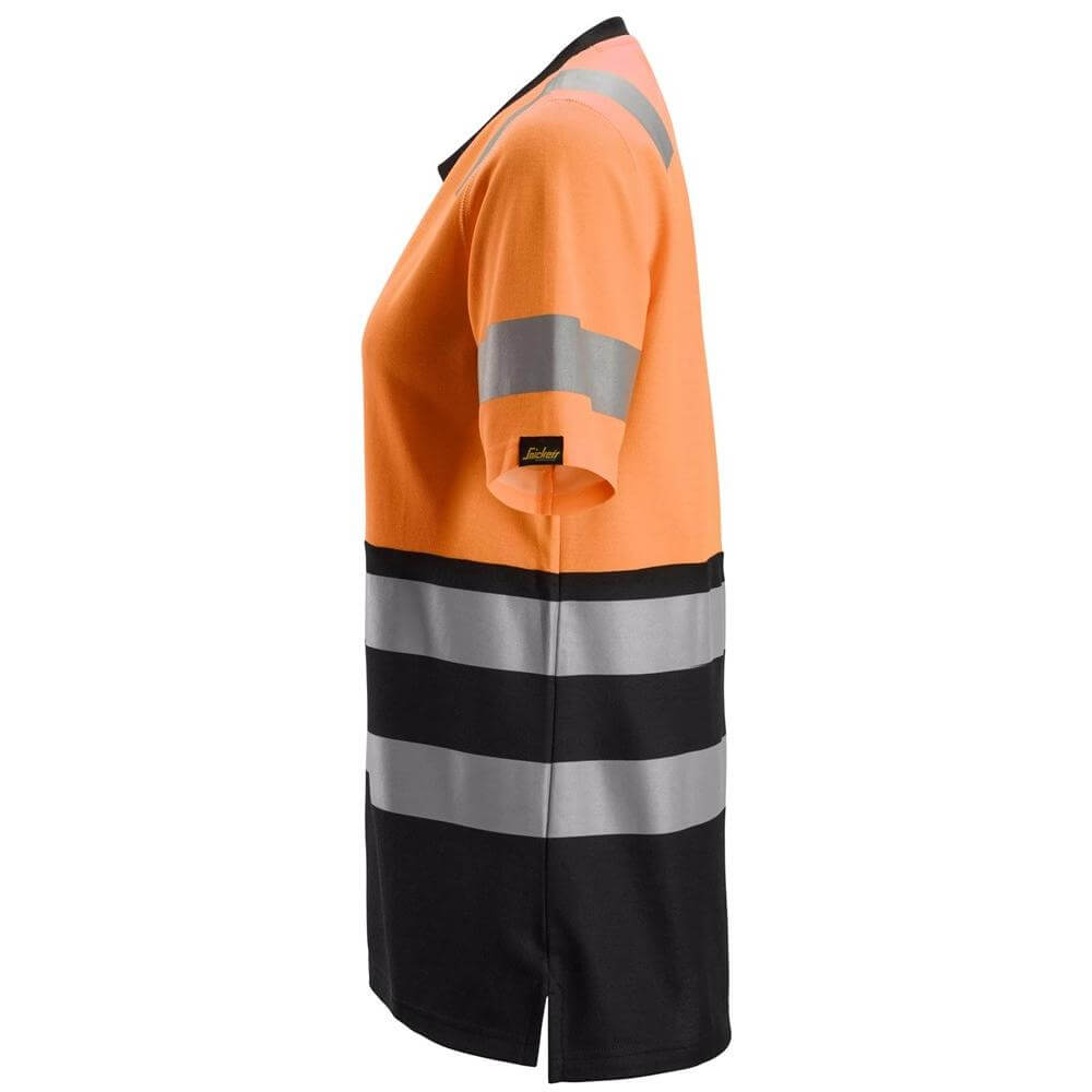 Snickers 2573 High Vis Class 1 Womens T Shirt Hi Vis Orange Black left #colour_hi-vis-orange-black