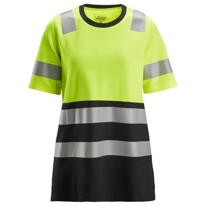 Snickers 2573 High Vis Class 1 Womens T Shirt Hi Vis Yellow Black Main #colour_hi-vis-yellow-black