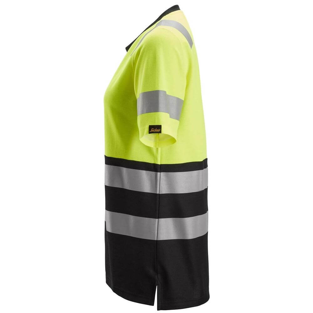 Snickers 2573 High Vis Class 1 Womens T Shirt Hi Vis Yellow Black left #colour_hi-vis-yellow-black