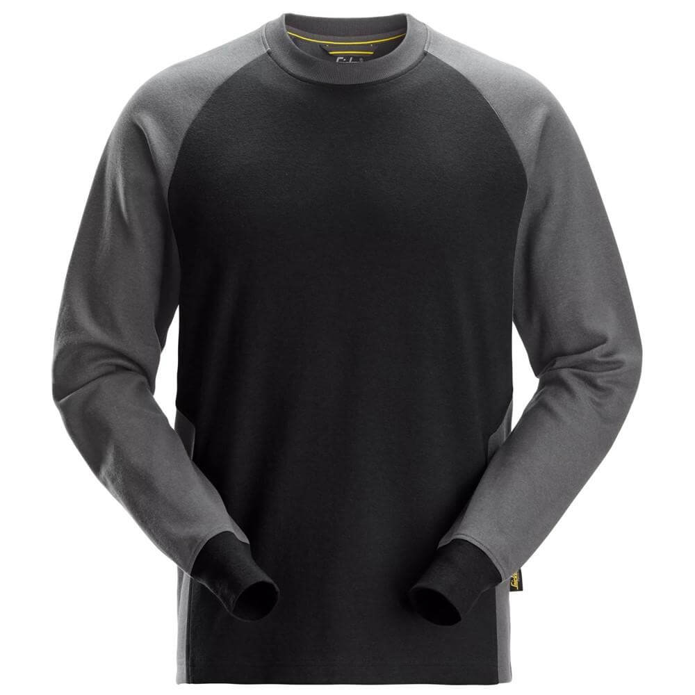 Snickers 2840 Two Coloured Sweatshirt Black Steel Grey Main #colour_black-steel-grey