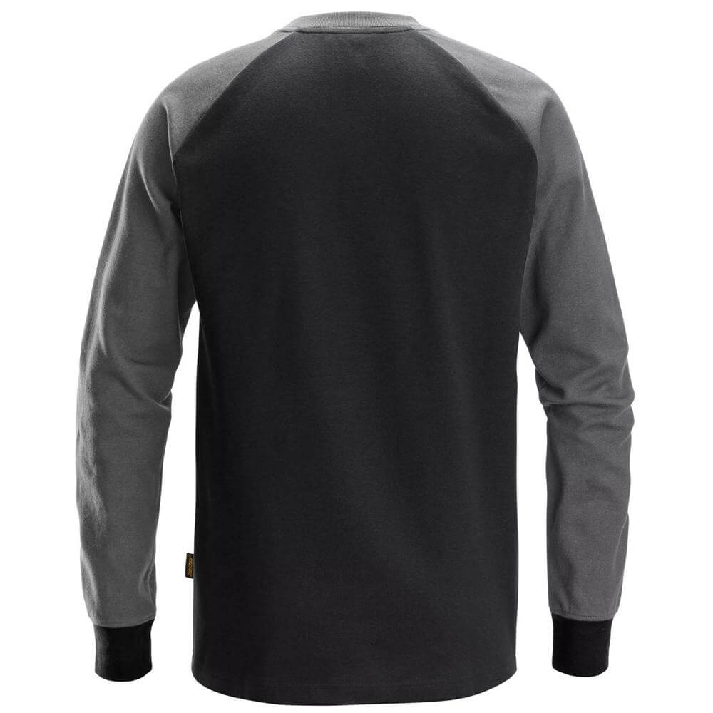 Snickers 2840 Two Coloured Sweatshirt Black Steel Grey back #colour_black-steel-grey