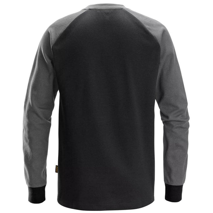 Snickers 2840 Two Coloured Sweatshirt Black Steel Grey back #colour_black-steel-grey