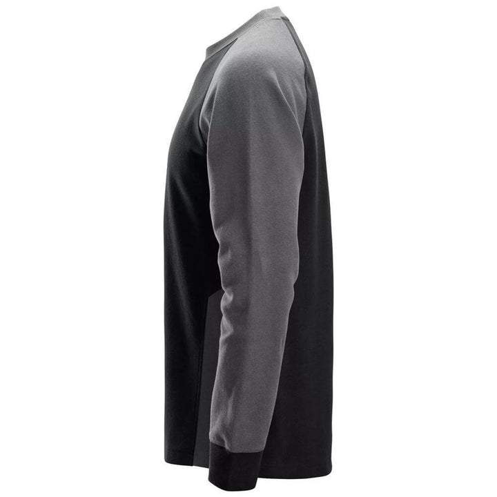 Snickers 2840 Two Coloured Sweatshirt Black Steel Grey left #colour_black-steel-grey