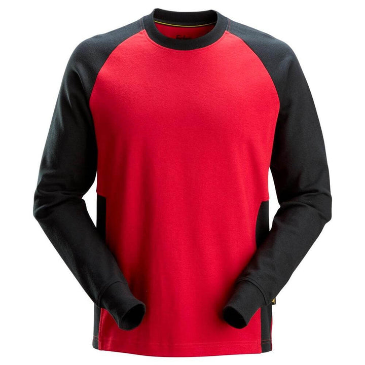 Snickers 2840 Two Coloured Sweatshirt Chili Red Black Main #colour_chili-red-black