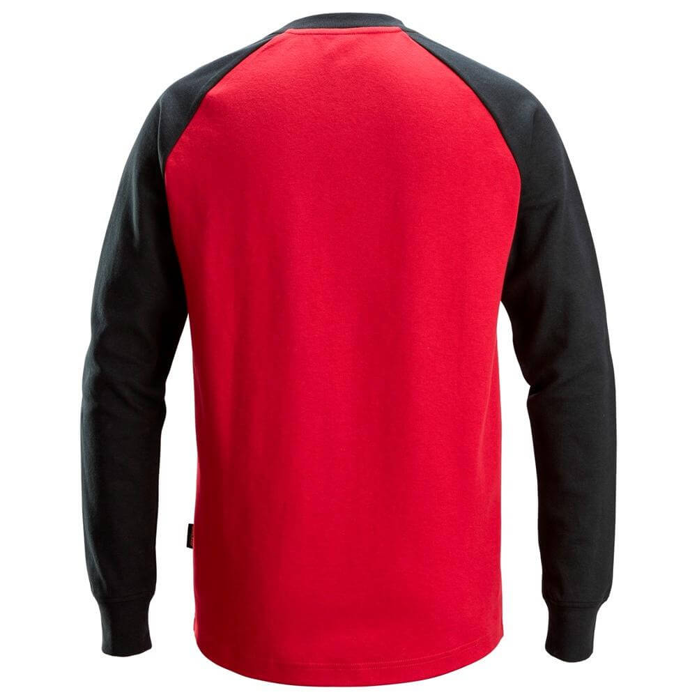 Snickers 2840 Two Coloured Sweatshirt Chili Red Black back #colour_chili-red-black