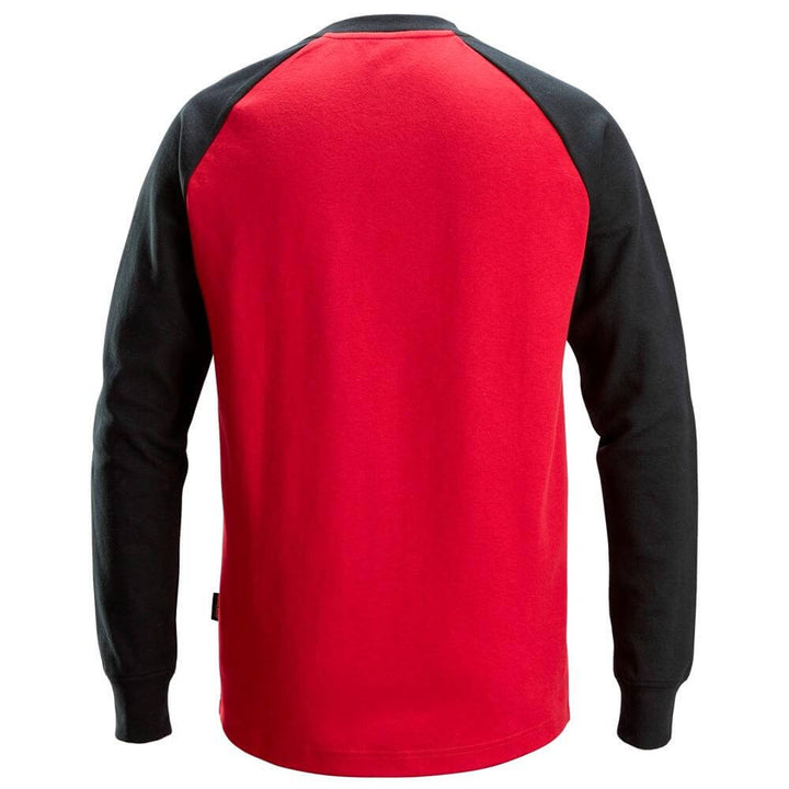 Snickers 2840 Two Coloured Sweatshirt Chili Red Black back #colour_chili-red-black