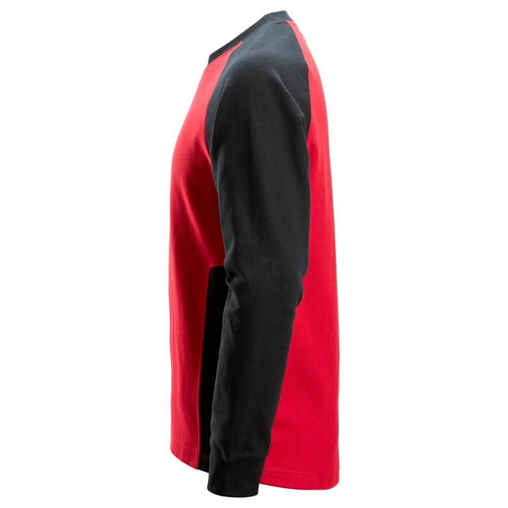 Snickers 2840 Two Coloured Sweatshirt Chili Red Black left #colour_chili-red-black