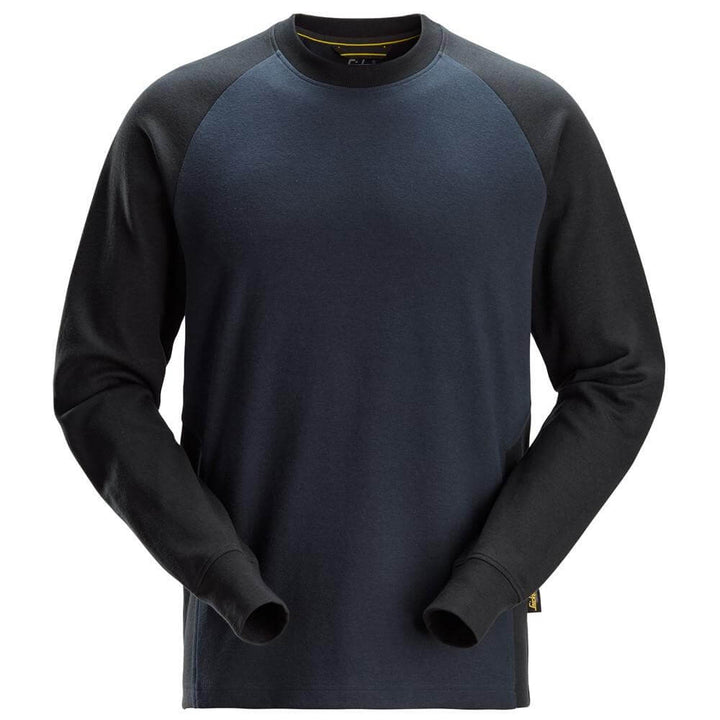 Snickers 2840 Two Coloured Sweatshirt Navy Black Main #colour_navy-black