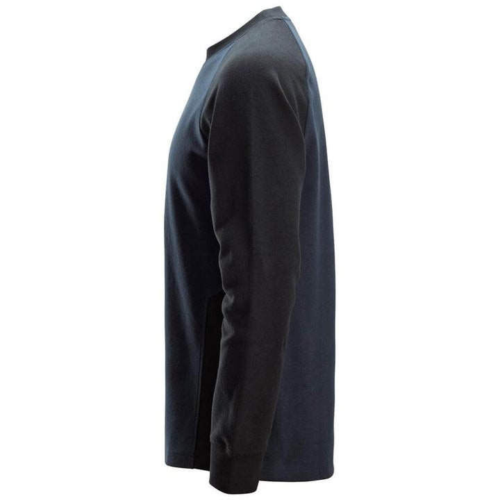 Snickers 2840 Two Coloured Sweatshirt Navy Black left #colour_navy-black