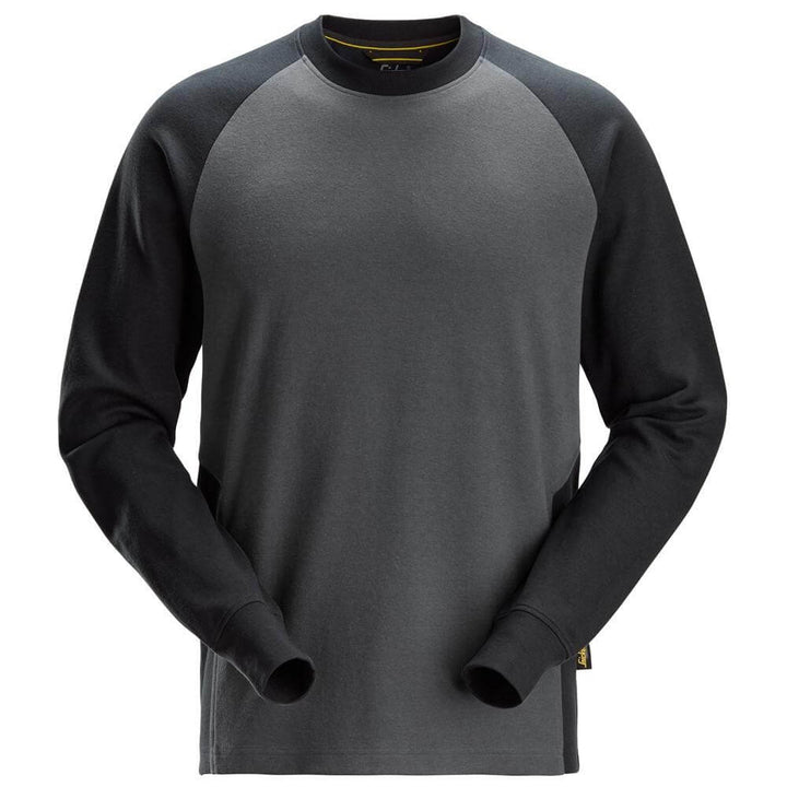 Snickers 2840 Two Coloured Sweatshirt Steel Grey Black Main #colour_steel-grey-black