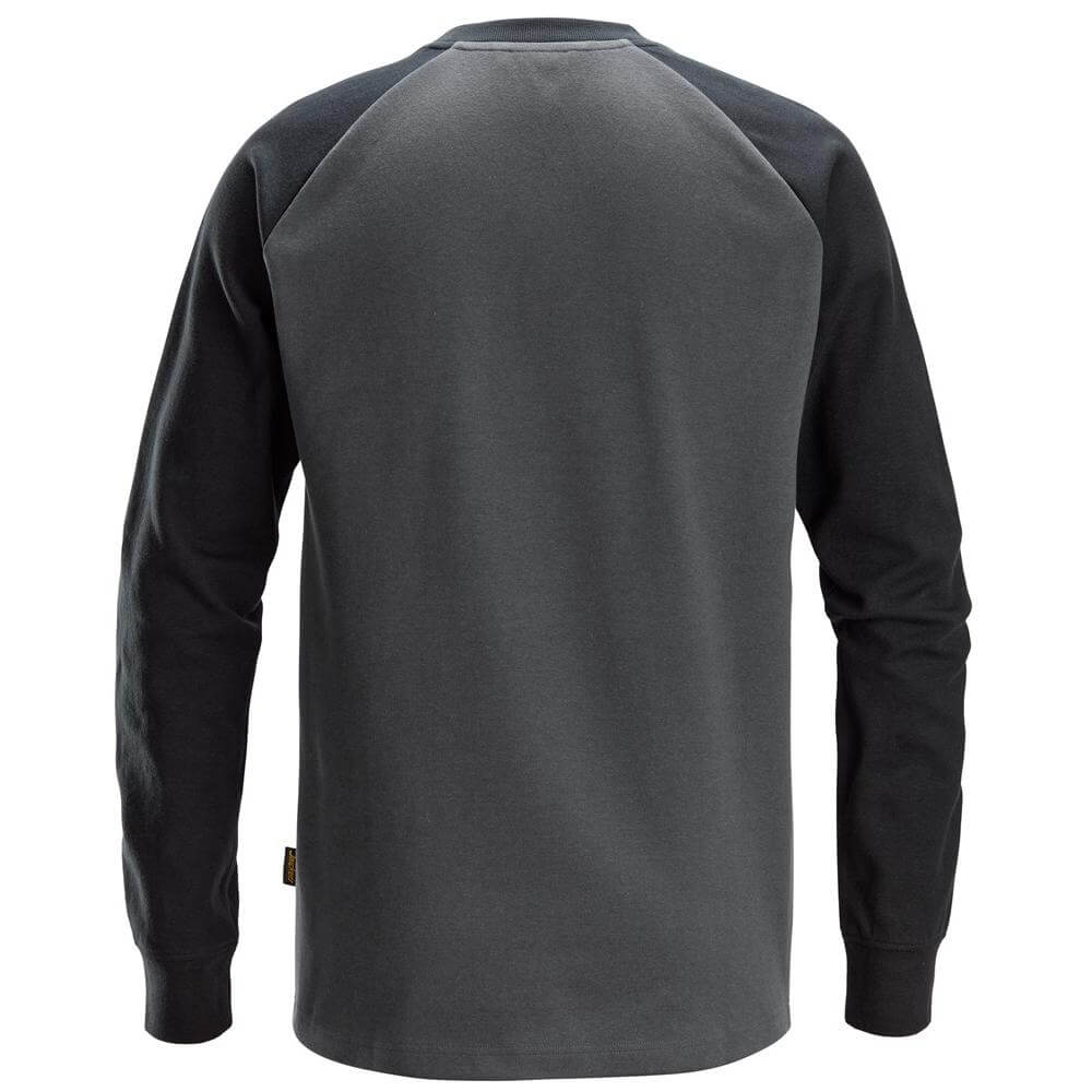 Snickers 2840 Two Coloured Sweatshirt Steel Grey Black back #colour_steel-grey-black