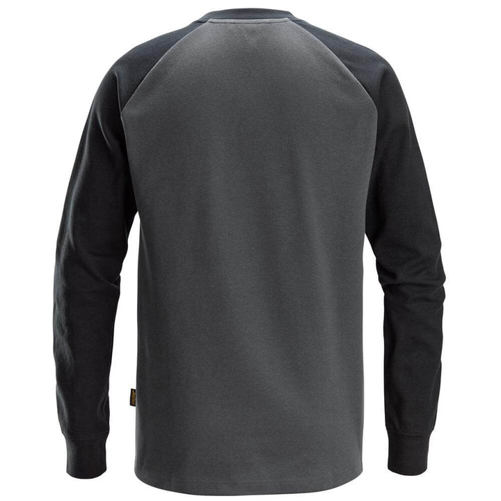 Snickers 2840 Two Coloured Sweatshirt Steel Grey Black back #colour_steel-grey-black
