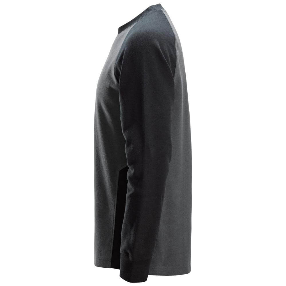 Snickers 2840 Two Coloured Sweatshirt Steel Grey Black left #colour_steel-grey-black