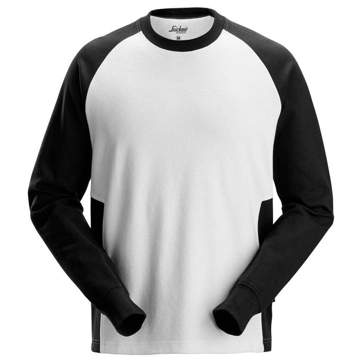 Snickers 2840 Two Coloured Sweatshirt White Black Main #colour_white-black